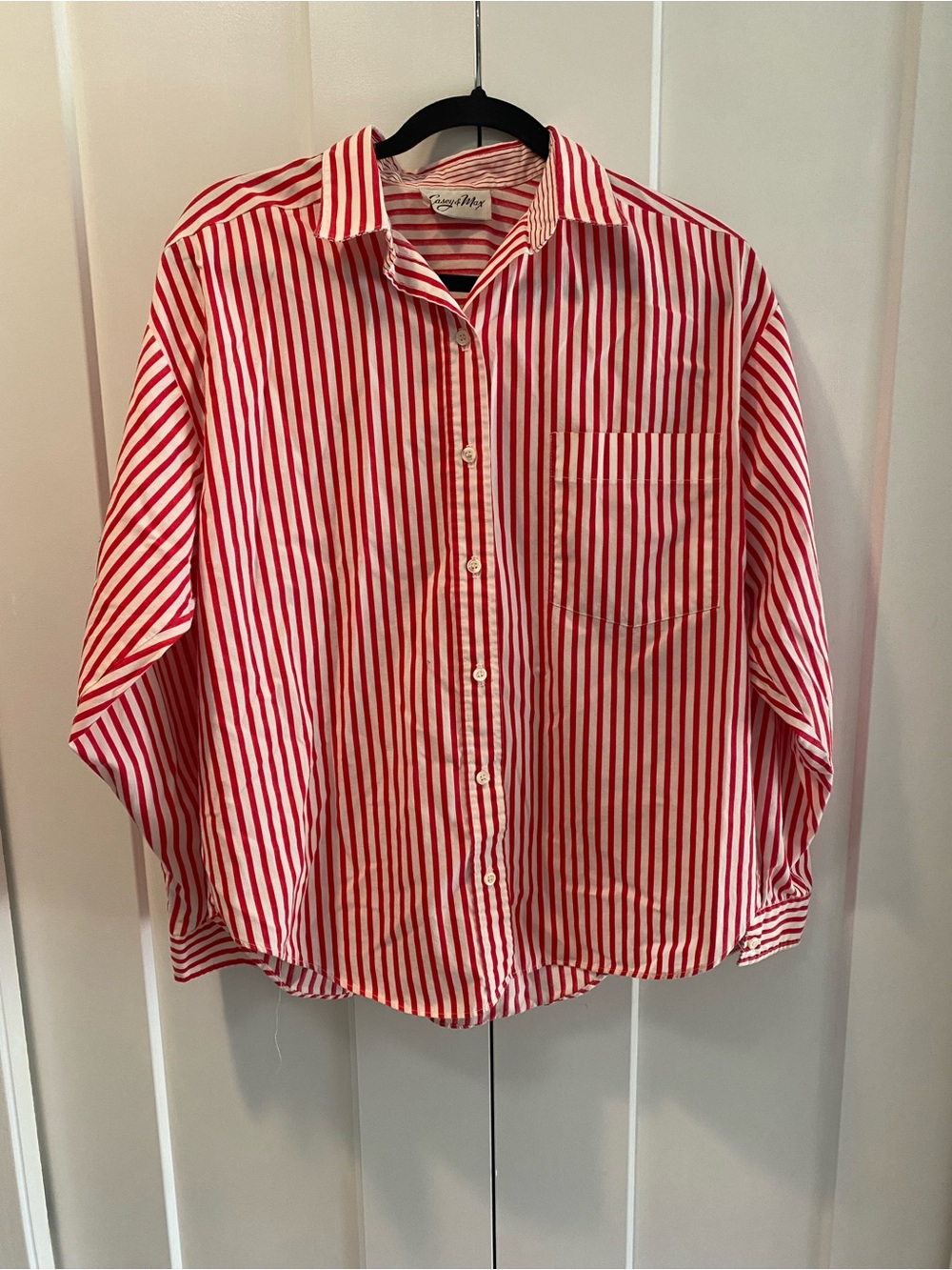 Everyday Red & White Stripe Button-Down Shirt - Oversized Fit